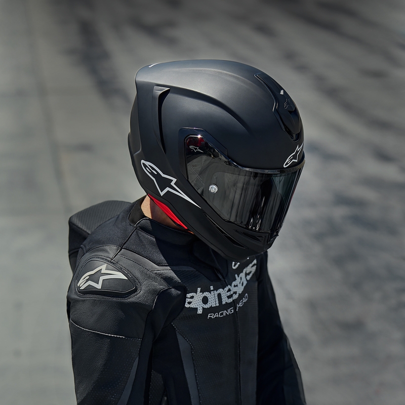 Alpinestars S-R7 Solid uždaras motociklo šalmas, matinės juodos spalvos