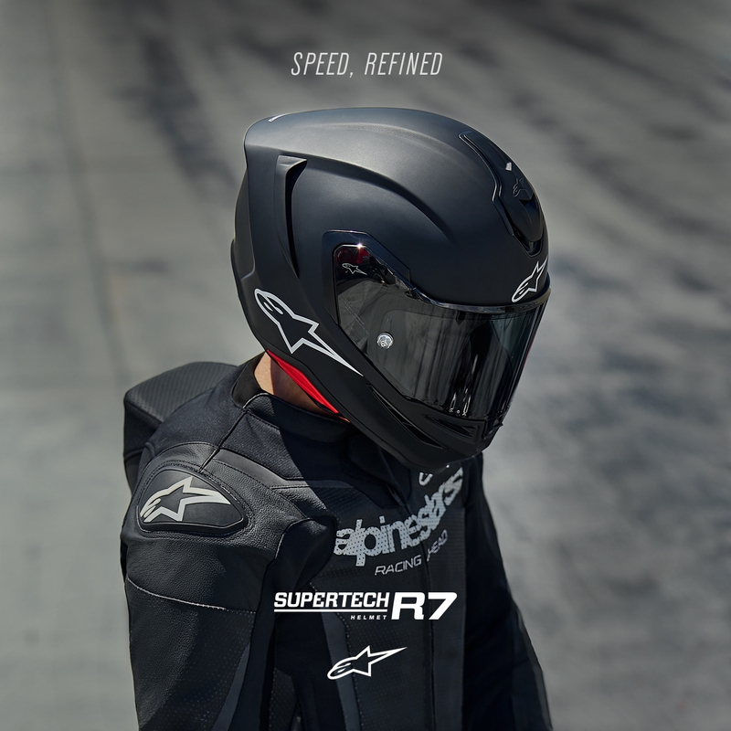 Alpinestars S-R7 Solid uždaras motociklo šalmas, matinės juodos spalvos