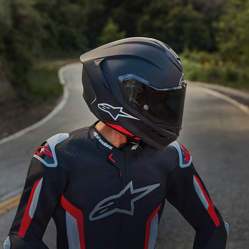 Alpinestars S-R7 Solid uždaras motociklo šalmas, matinės juodos spalvos