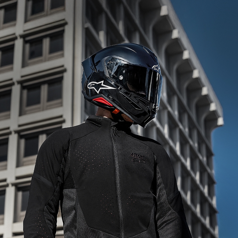 Alpinestars S-R7 Solid uždaras motociklo šalmas, juodas