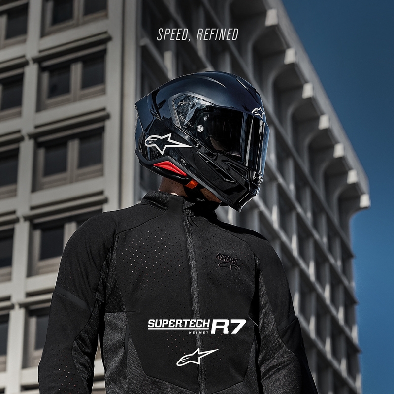 Alpinestars S-R7 Solid uždaras motociklo šalmas, juodas
