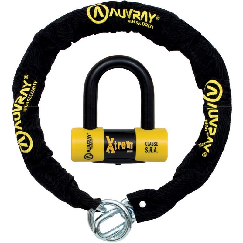 AUVRAY X-Lock diskinė spyna su grandine 120 cm juoda-geltona