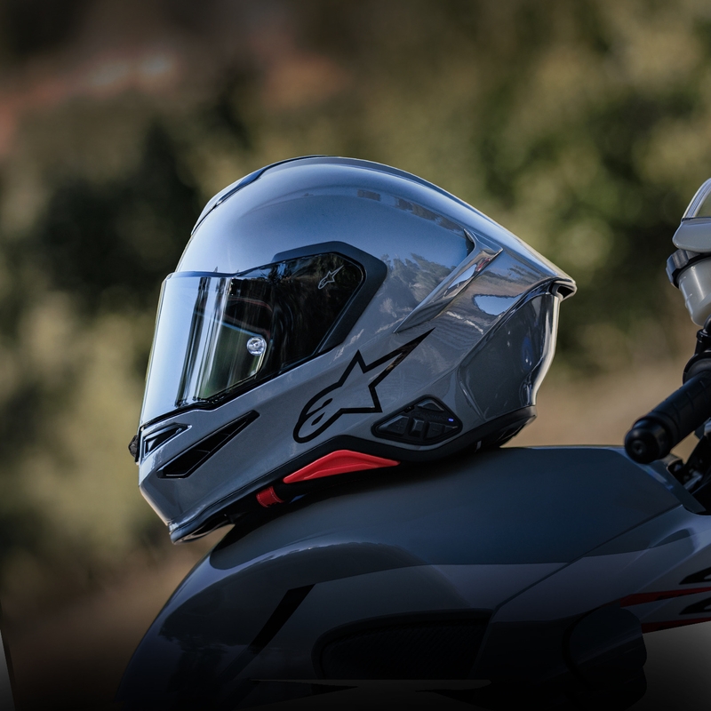 Alpinestars S-R7 Solid uždaras motociklo šalmas pilkas