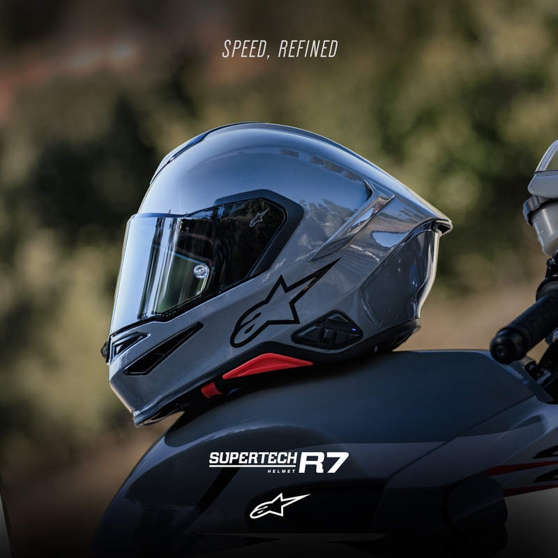 Alpinestars S-R7 Solid uždaras motociklo šalmas pilkas
