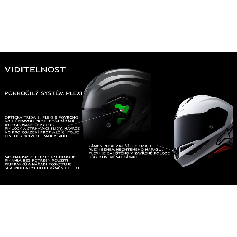 Alpinestars S-R7 Zeal uždaras motociklo šalmas juodas-mėlynas-fluorescencinis rožinis-baltas