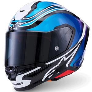 Alpinestars S-R7 Zeal uždaras motociklo šalmas juodas-mėlynas-fluorescencinis rožinis-baltas