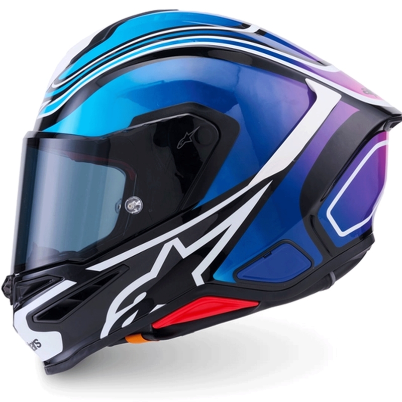 Alpinestars S-R7 Zeal uždaras motociklo šalmas juodas-mėlynas-fluorescencinis rožinis-baltas