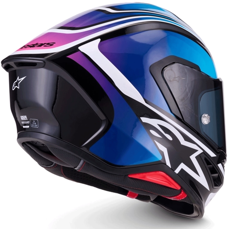 Alpinestars S-R7 Zeal uždaras motociklo šalmas juodas-mėlynas-fluorescencinis rožinis-baltas