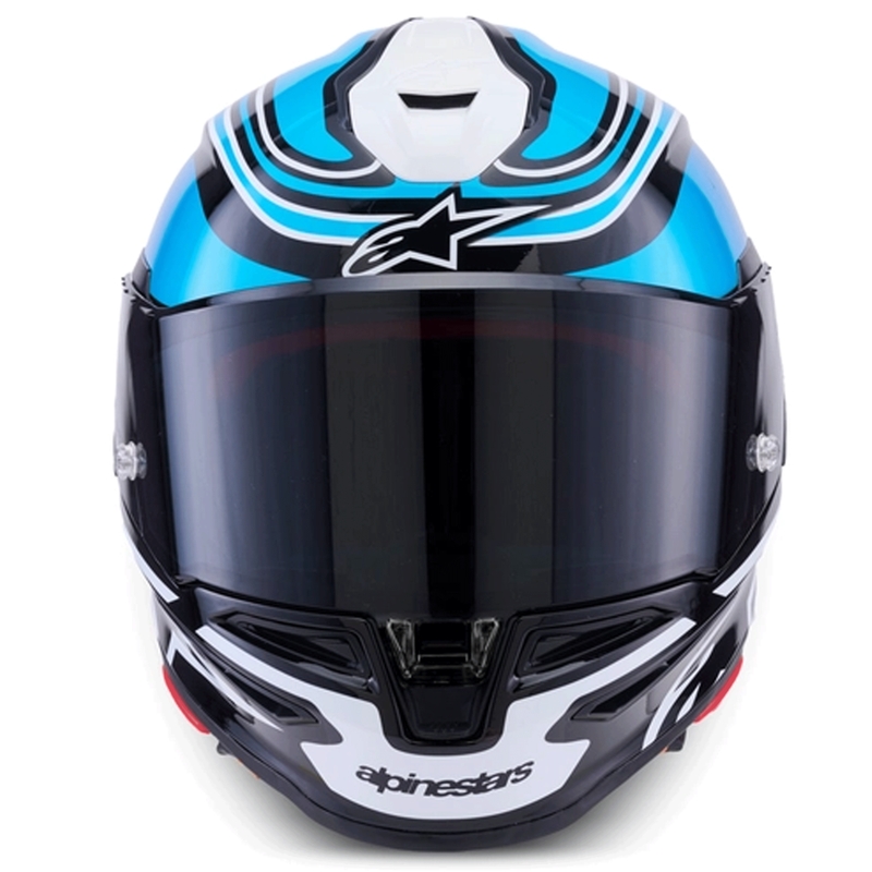 Alpinestars S-R7 Zeal uždaras motociklo šalmas juodas-mėlynas-fluorescencinis rožinis-baltas