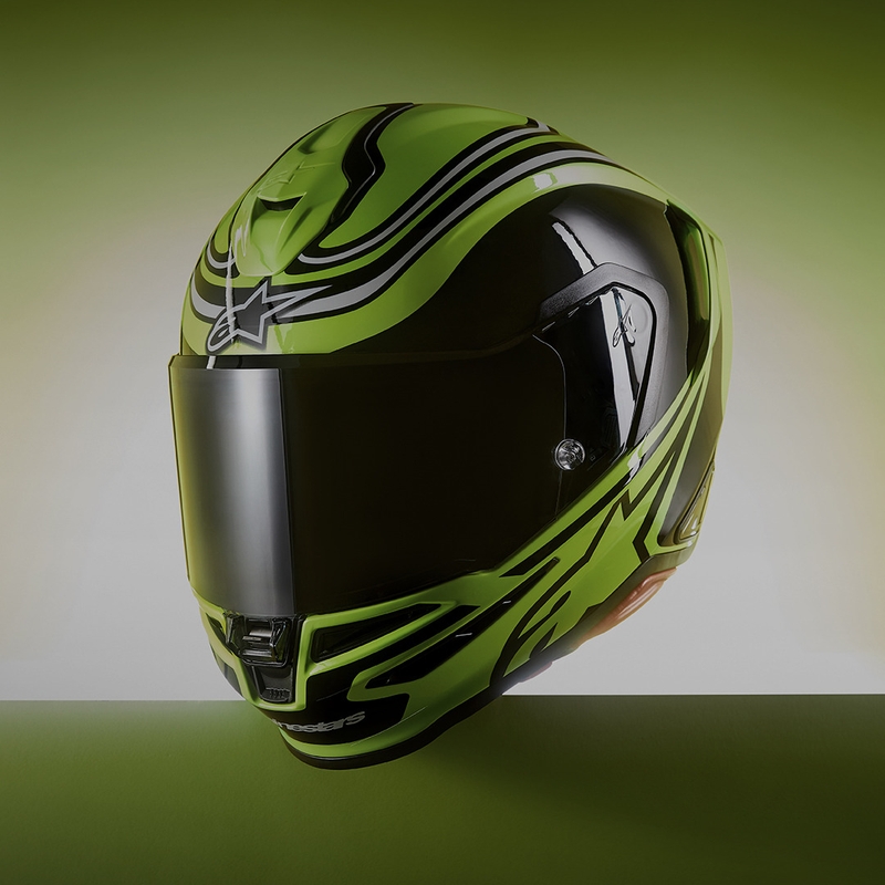 Alpinestars S-R7 Zeal uždaras motociklo šalmas, fluorescencinė geltona-juoda-balta