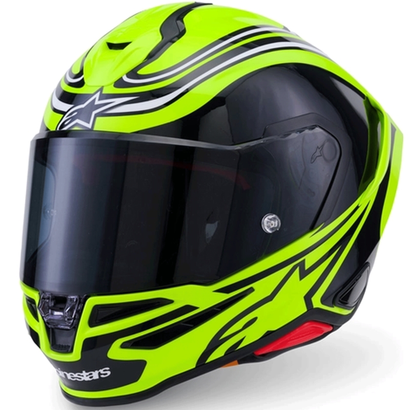 Alpinestars S-R7 Zeal uždaras motociklo šalmas, fluorescencinė geltona-juoda-balta