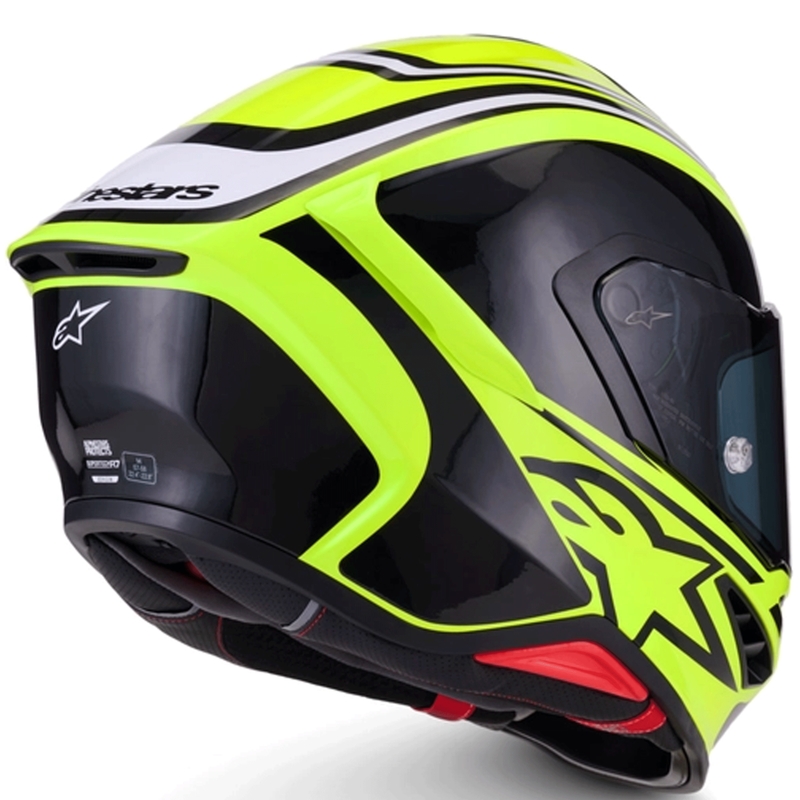 Alpinestars S-R7 Zeal uždaras motociklo šalmas, fluorescencinė geltona-juoda-balta