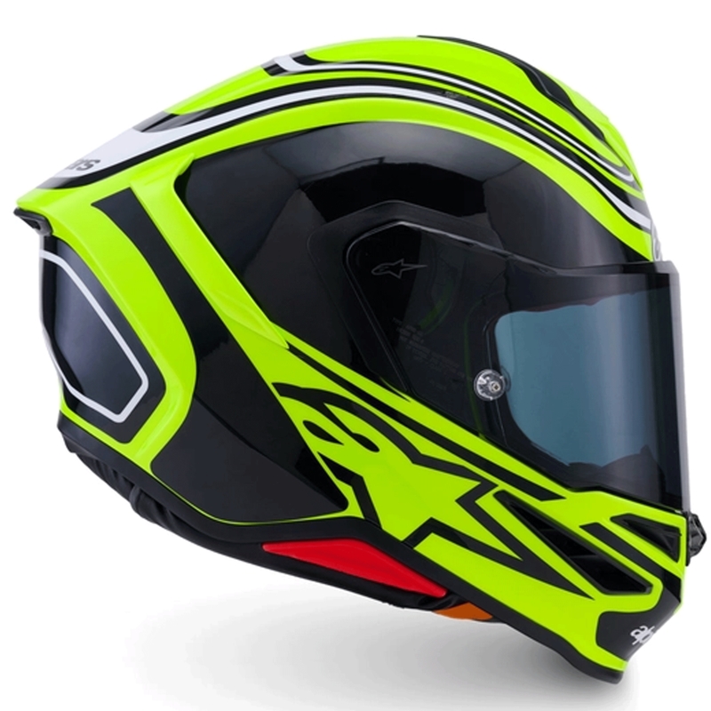 Alpinestars S-R7 Zeal uždaras motociklo šalmas, fluorescencinė geltona-juoda-balta