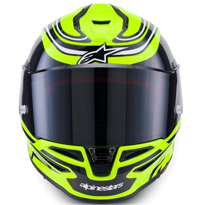 Alpinestars S-R7 Zeal uždaras motociklo šalmas, fluorescencinė geltona-juoda-balta