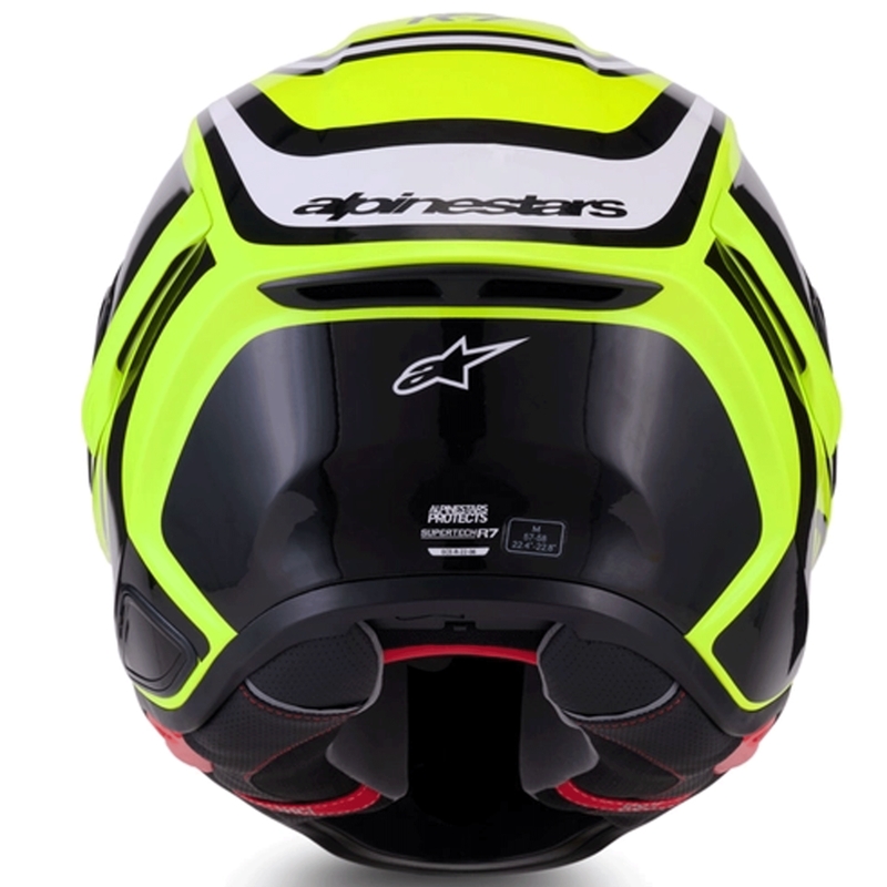 Alpinestars S-R7 Zeal uždaras motociklo šalmas, fluorescencinė geltona-juoda-balta