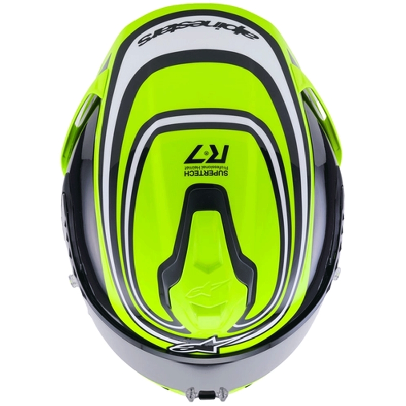 Alpinestars S-R7 Zeal uždaras motociklo šalmas, fluorescencinė geltona-juoda-balta