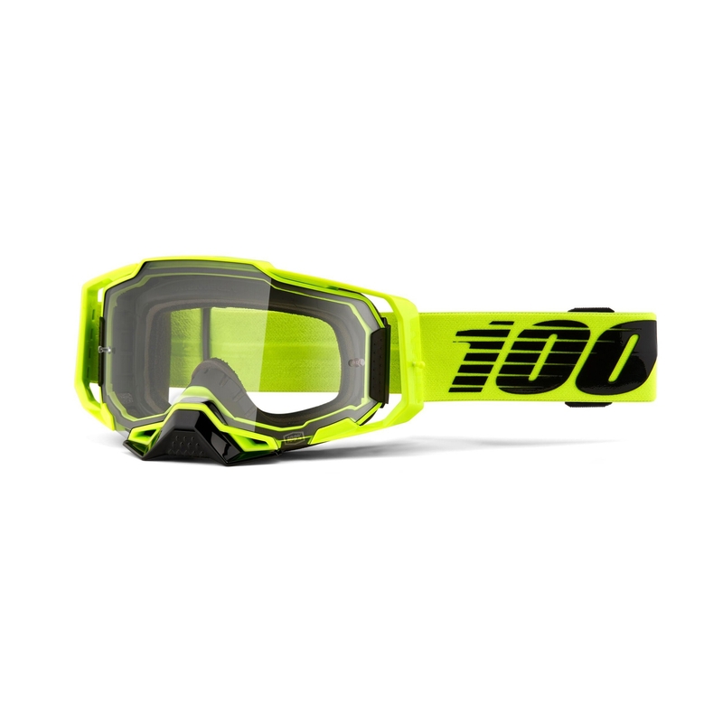 Motokroso akiniai 100% ARMEGA Nuclear Citrusinė geltona (skaidrus pleištas)