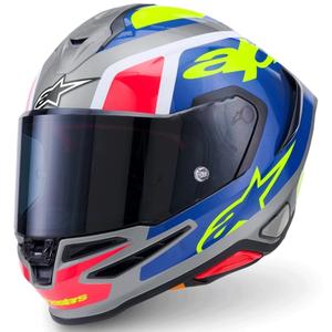 „Alpinestars S-R7 Lumen“ uždaras motociklo šalmas, sidabrinės-juodos-rožinės-fluorescencinės geltonos spalvos