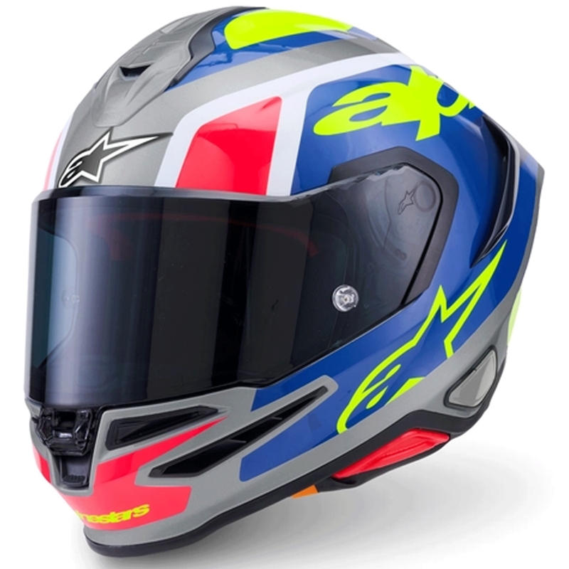„Alpinestars S-R7 Lumen“ uždaras motociklo šalmas, sidabrinės-juodos-rožinės-fluorescencinės geltonos spalvos