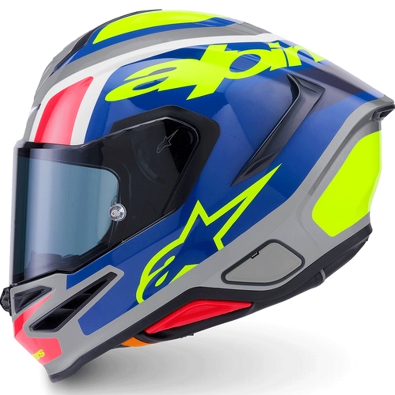 „Alpinestars S-R7 Lumen“ uždaras motociklo šalmas, sidabrinės-juodos-rožinės-fluorescencinės geltonos spalvos
