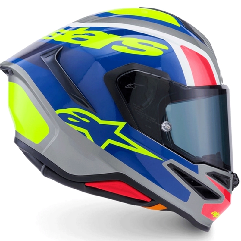 „Alpinestars S-R7 Lumen“ uždaras motociklo šalmas, sidabrinės-juodos-rožinės-fluorescencinės geltonos spalvos