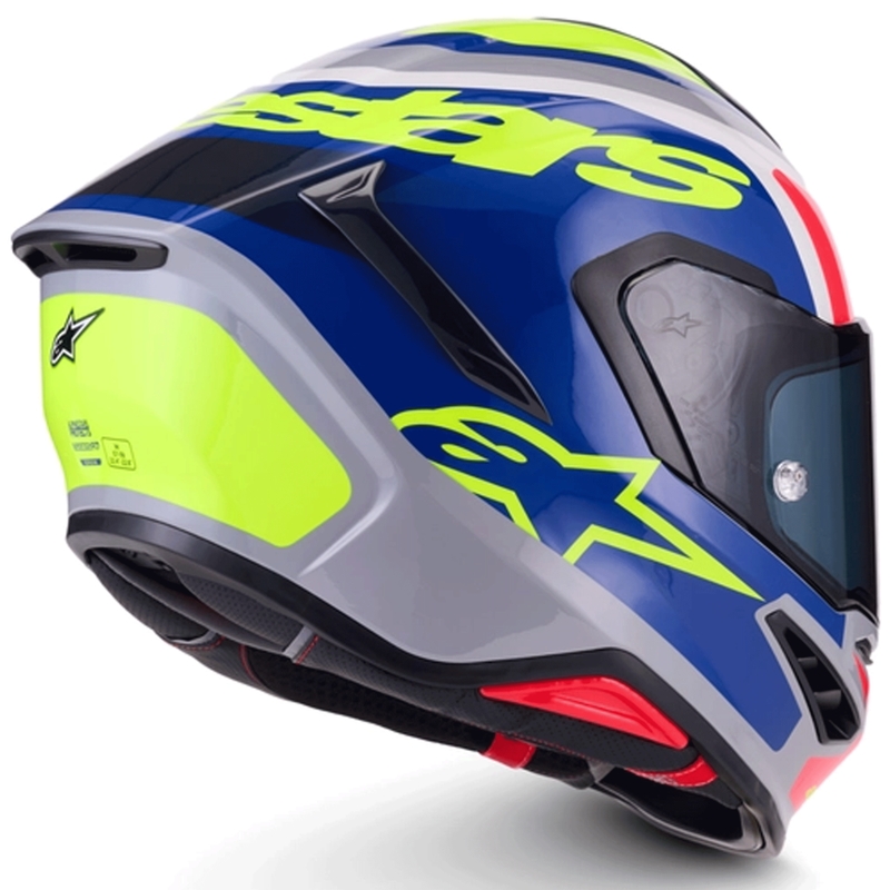 „Alpinestars S-R7 Lumen“ uždaras motociklo šalmas, sidabrinės-juodos-rožinės-fluorescencinės geltonos spalvos