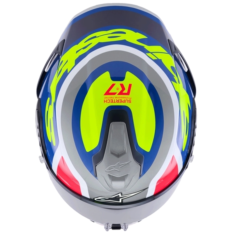 „Alpinestars S-R7 Lumen“ uždaras motociklo šalmas, sidabrinės-juodos-rožinės-fluorescencinės geltonos spalvos
