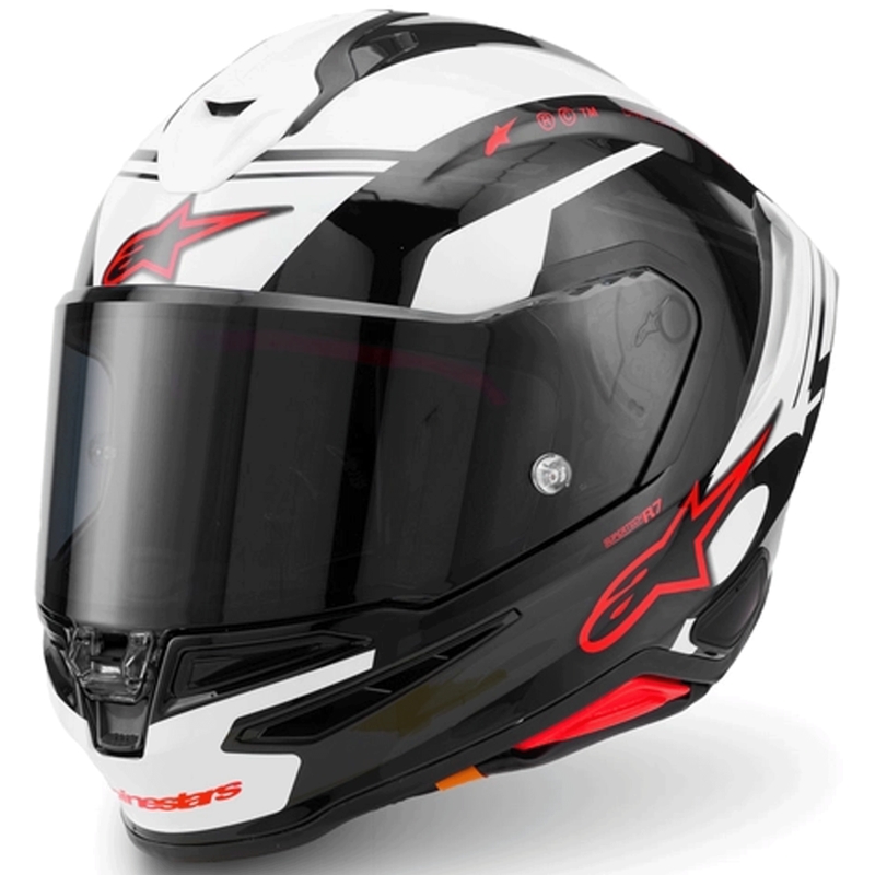 Alpinestars S-R7 A-Core uždaras motociklo šalmas juodas-baltas-raudonas