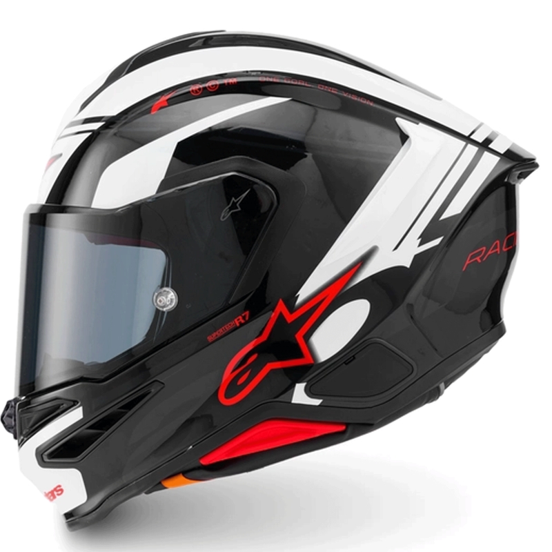 Alpinestars S-R7 A-Core uždaras motociklo šalmas juodas-baltas-raudonas