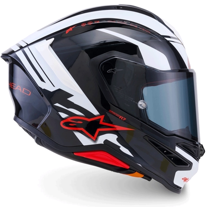 Alpinestars S-R7 A-Core uždaras motociklo šalmas juodas-baltas-raudonas