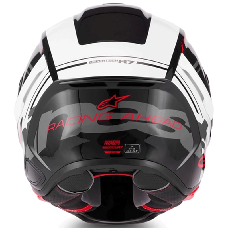 Alpinestars S-R7 A-Core uždaras motociklo šalmas juodas-baltas-raudonas