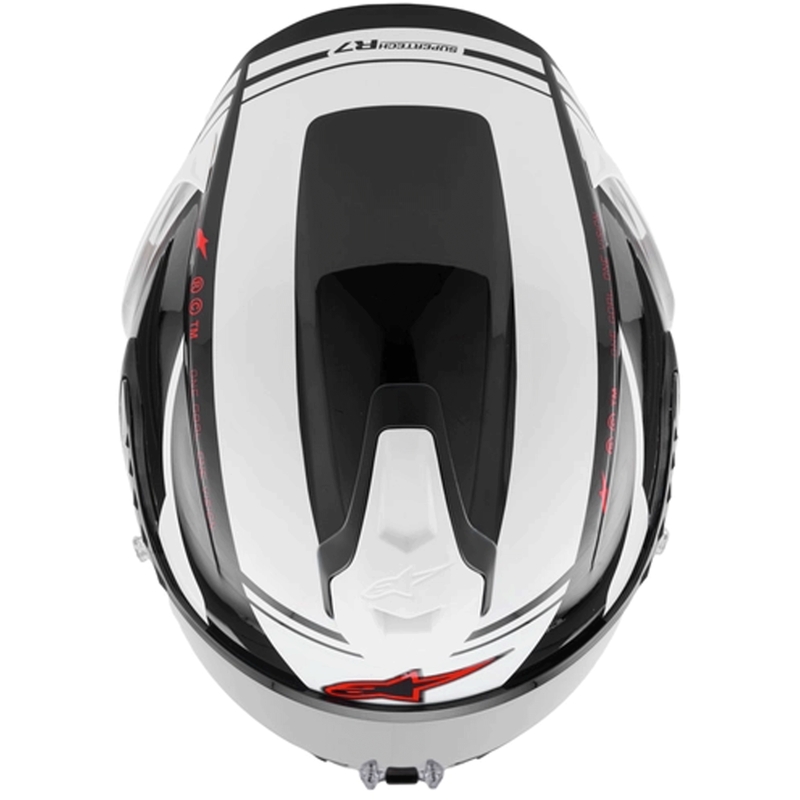 Alpinestars S-R7 A-Core uždaras motociklo šalmas juodas-baltas-raudonas