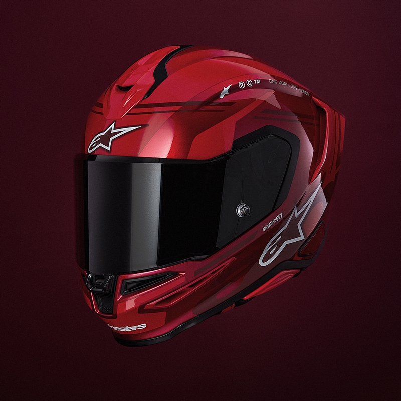 Alpinestars S-R7 A-Core uždaras motociklo šalmas, raudonas-baltas