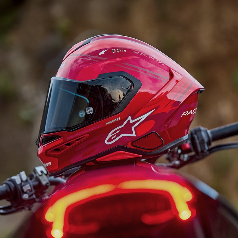 Alpinestars S-R7 A-Core uždaras motociklo šalmas, raudonas-baltas