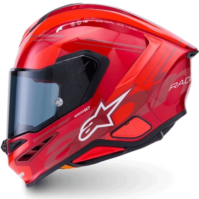 Alpinestars S-R7 A-Core uždaras motociklo šalmas, raudonas-baltas