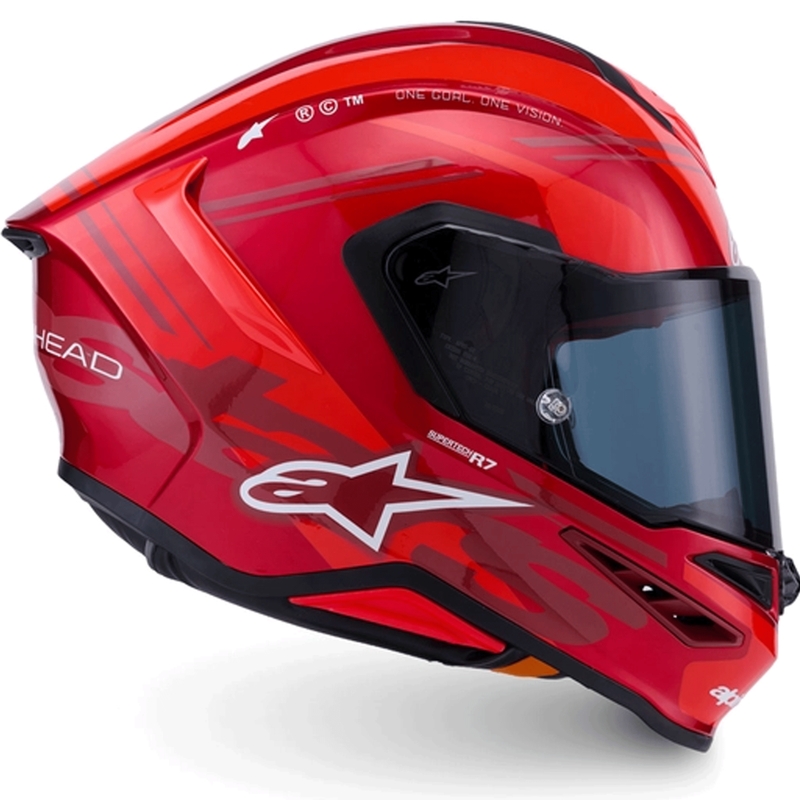 Alpinestars S-R7 A-Core uždaras motociklo šalmas, raudonas-baltas