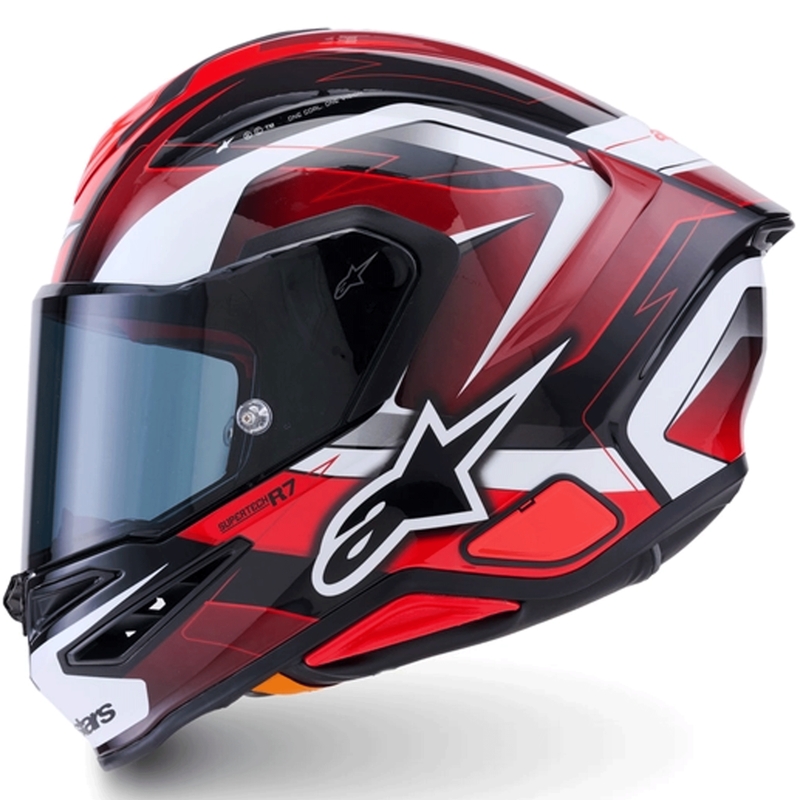 Alpinestars S-R7 Kinetis motociklo šalmas, juodas-raudonas-baltas