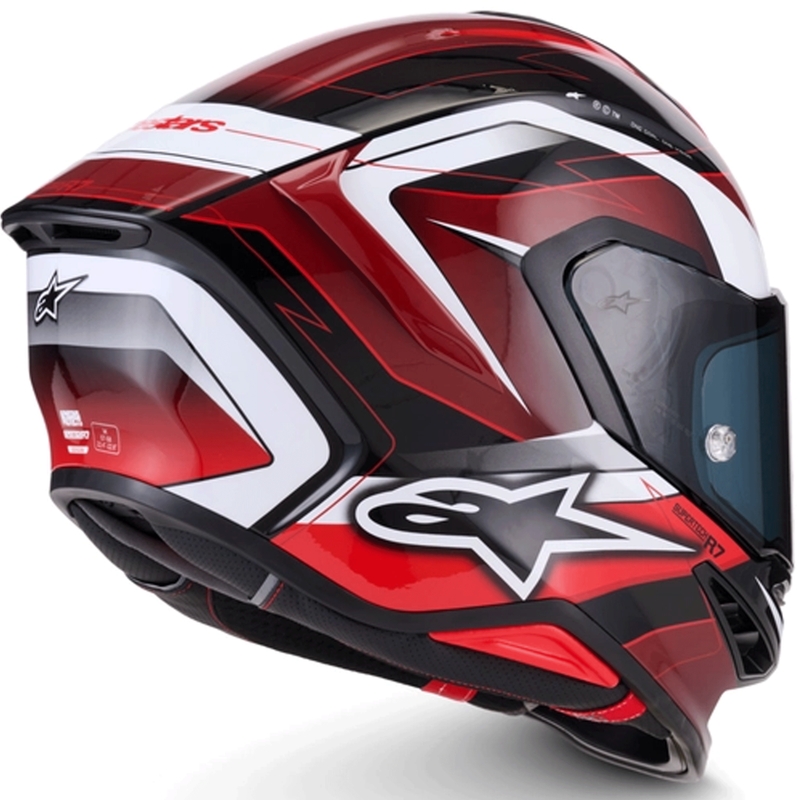 Alpinestars S-R7 Kinetis motociklo šalmas, juodas-raudonas-baltas