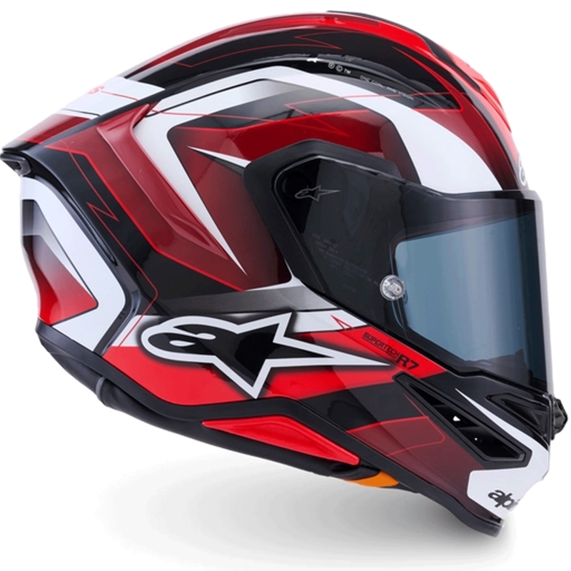 Alpinestars S-R7 Kinetis motociklo šalmas, juodas-raudonas-baltas