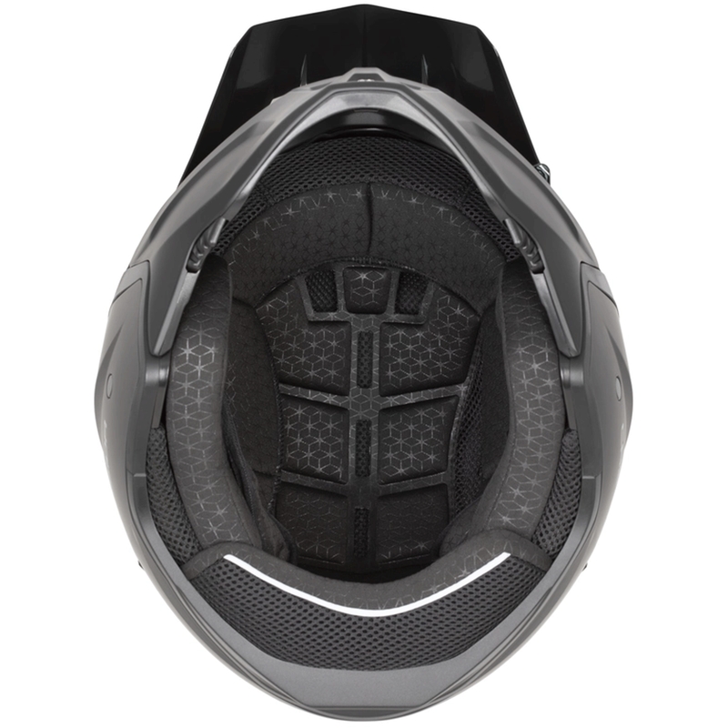 Modulinis motociklo šalmas Cassida Cross Country Code perlinė mėlyna-sidabrinė-rožinė-juoda