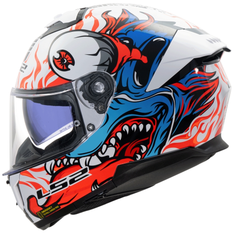 Uždaras motociklo šalmas LS2 FF808 Stream II Inferno balta-mėlyna