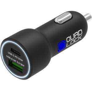 „Quad Lock®“ 48 W USB-C PD + USB-A QC 3.0 automobilinis įkroviklis, juodas