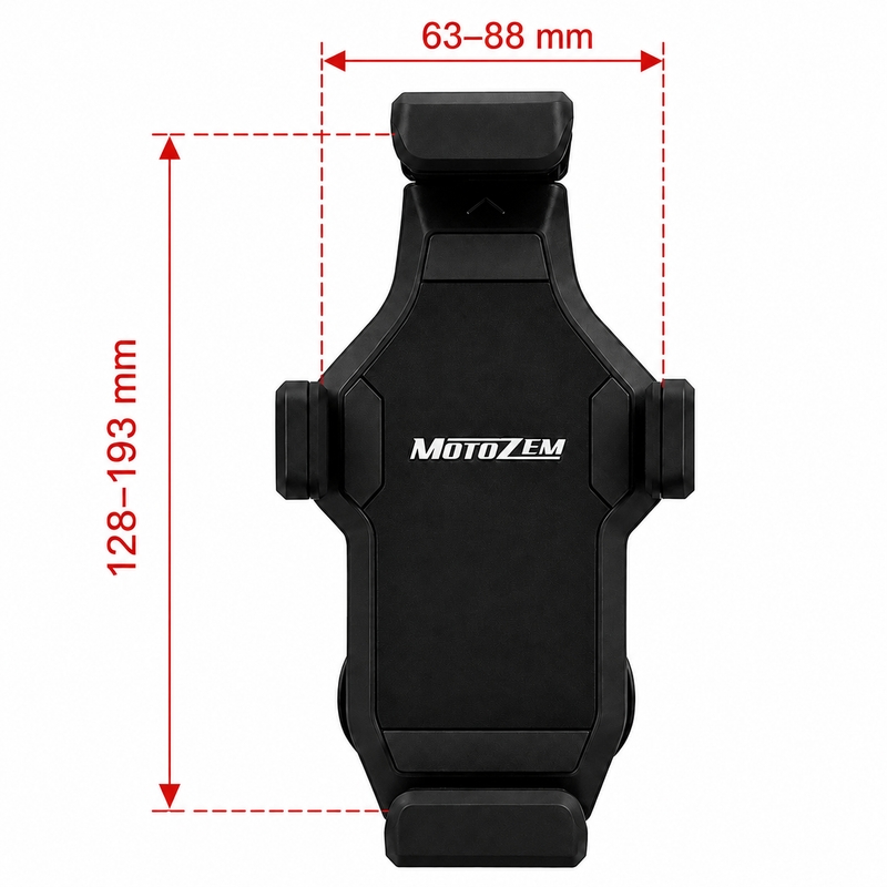 Antivibracinis motociklo laikiklis su užraktu „MotoZem Grip PRO“, juodas