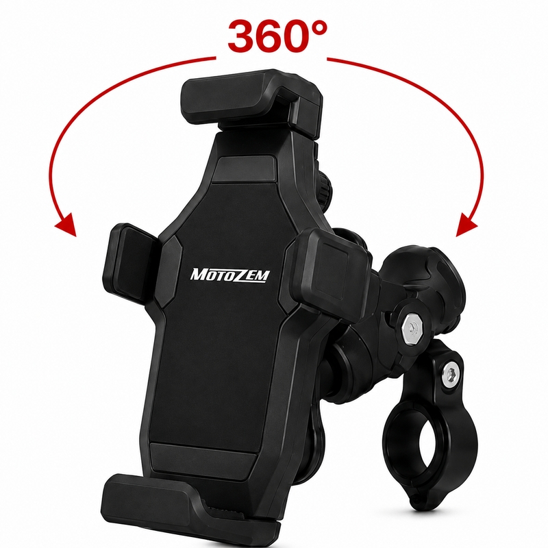 Antivibracinis motociklo laikiklis su užraktu „MotoZem Grip PRO“, juodas