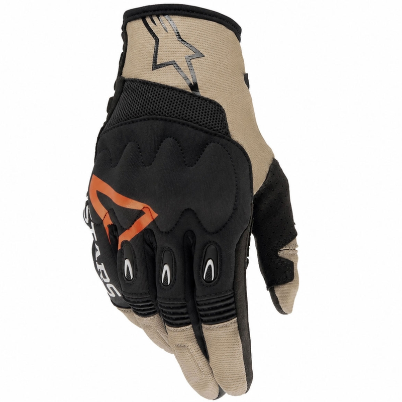 Alpinestars Techdura motokroso pirštinės juoda-ruda-fluo raudona