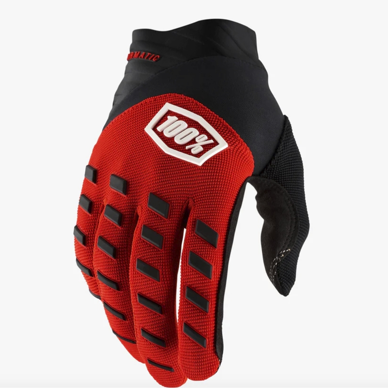 Vaikiškos motokroso pirštinės 100% Airmatic raudonos-juodos
