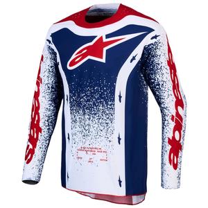 „Alpinestars Techstar“ riboto leidimo „Unity“ motokroso marškinėliai, raudoni-balti-mėlyni