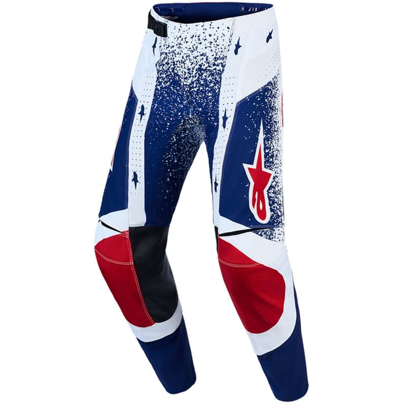 „Alpinestars Techstar Limited Edition Unity“ raudonos-baltos-mėlynos motokroso kelnės