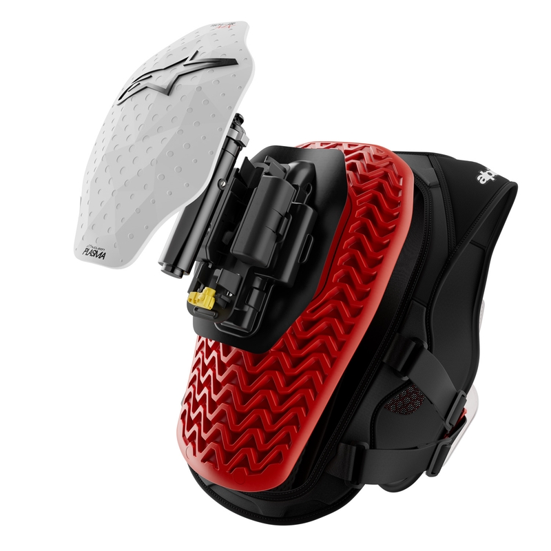 „Alpinestars TECH-AIR®MX“ plazminės sistemos oro pagalvių liemenė, balta-juoda-raudona