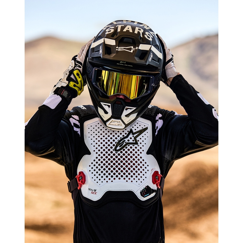 „Alpinestars TECH-AIR®MX“ plazminės sistemos oro pagalvių liemenė, balta-juoda-raudona